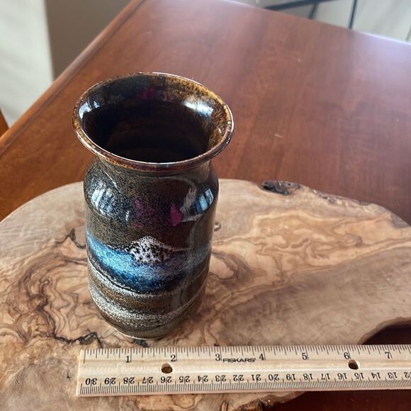 Vintage 1982 Wendt Pottery Mt. St. Helens Volcanic Ash Glazed Vase - Picture 8 of 8